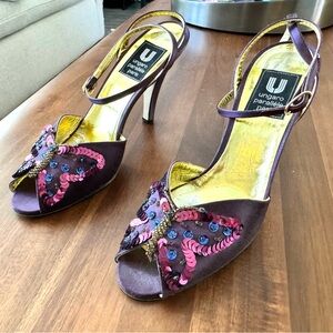 Ungaro Paris Butterfly Purple Sequined Heels